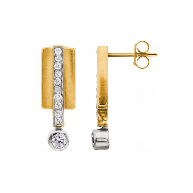 Ohrhänger 750/18 K Gelb-/ Weissgold mit Zirkonia - 15982