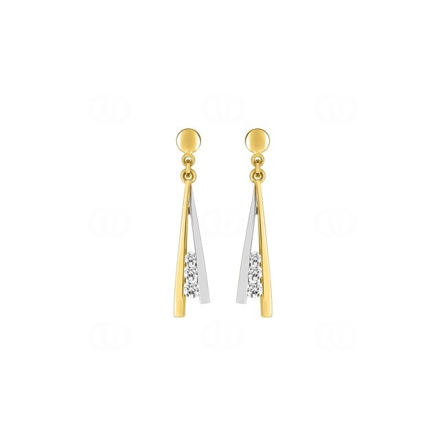 Boucles d'oreilles pendantes 750/18 K or bicolore avec zircones - ID307BZ