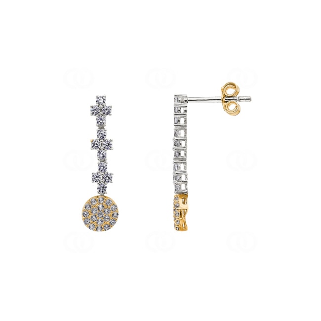 Boucle d'oreilles pendantes or bicolore 750/18 ct avec zircones - LAG044Z