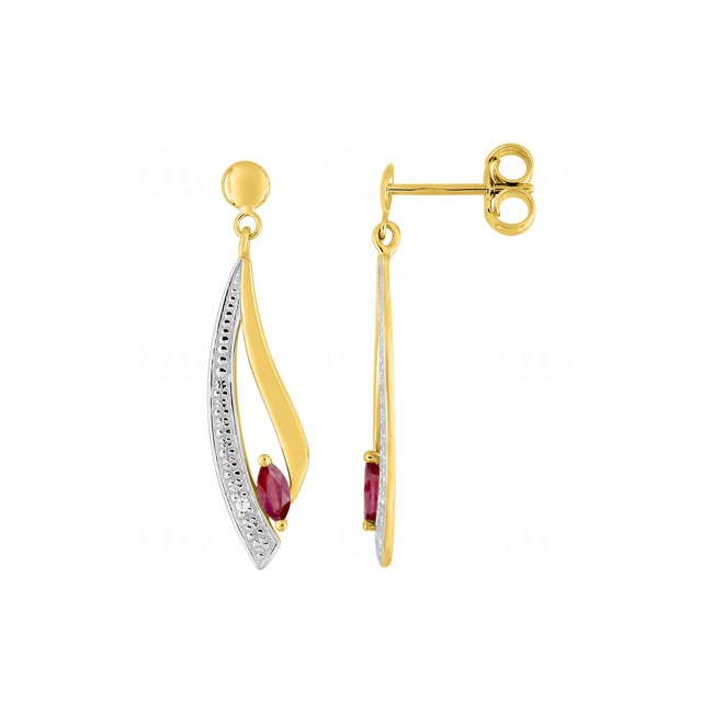 Ohrhänger 750/18 K Gelbgold bicolor mit Rubinen Ohrhänger 750/18 K Gelbgold bicolor mit Rubinen - 2.7126.R3