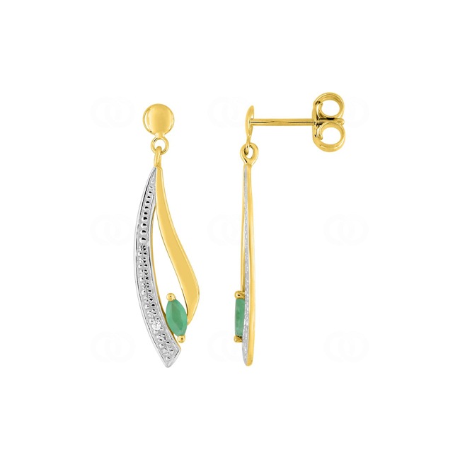 Ohrhänger 750/18 K Gelbgold bicolor mit Smaragden Ohrhänger 750/18 K Gelbgold bicolor mit Smaragden - 2.7126.E3