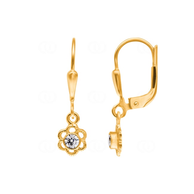 Boucle d'oreilles pendantes or jaune 750/18 ct Fleur - 1168.02453/0001