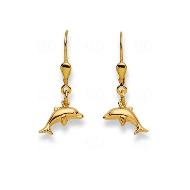 Boucle d'oreilles pendantes or jaune 750/18 ct, Dauphin Boucle d'oreilles pendantes or jaune 750/18 ct, Dauphin - 1169.02643/0002
