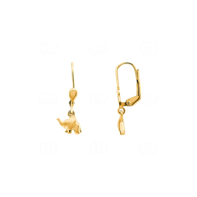 Drop Earrings 750/18 K Yellow Gold Elephant - PE3986