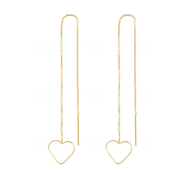 Drop Earrings 750/18 K Yellow Gold, Heart Drop Earrings 750/18 K Yellow Gold, Heart - 3774