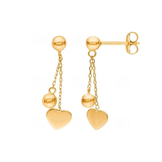 Drop Earrings 750/18 K Yellow Gold Heart - 481871.6GG