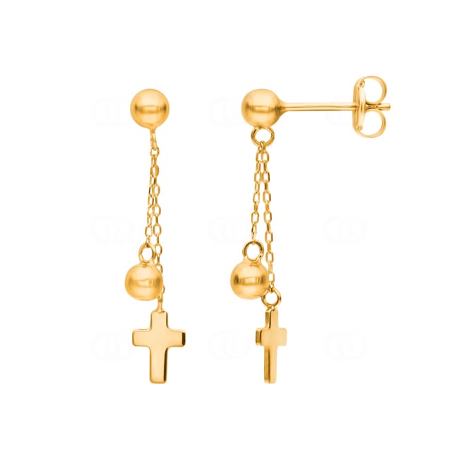 Boucle d'oreilles pendantes or jaune 750/18 ct Croix - 481841.6GG