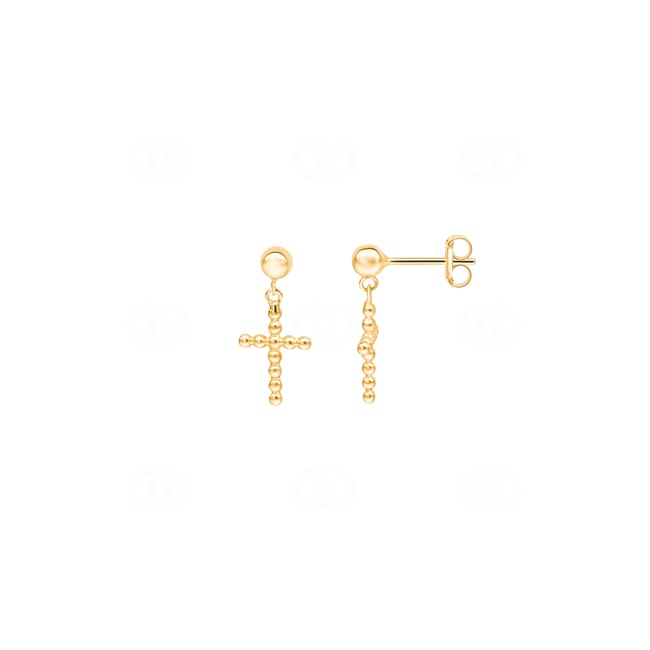 Boucle d'oreilles pendantes or jaune 750/18 ct Croix - 483771.6