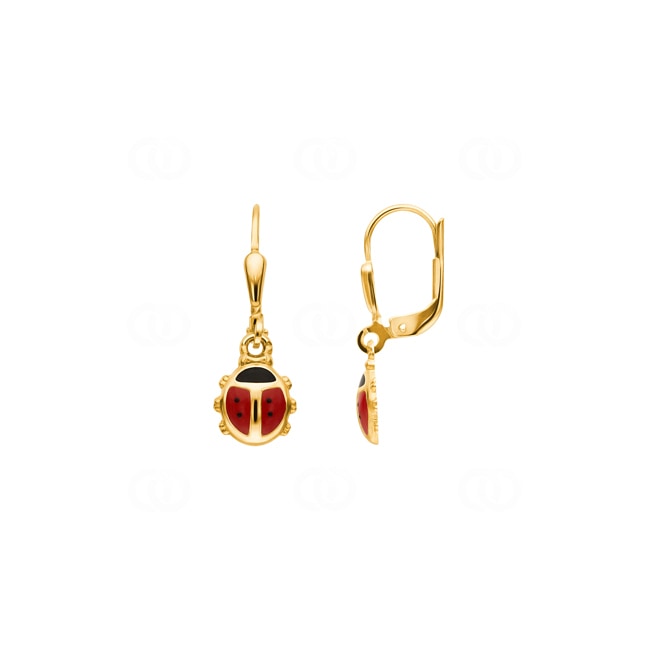 Drop Earrings 750/18 K Yellow Gold, Ladybird - 1169.02635/0002