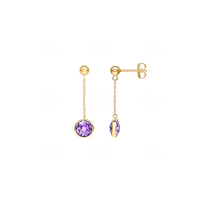 Boucle d'oreilles pendantes or jaune 750/18 ct avec améthystes Boucle d'oreilles pendantes or jaune 750/18 ct avec améthystes - 476101.6A