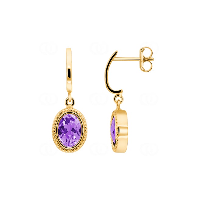 Drop Earrings 750/18 K Yellow Gold with Amethysts - 476201.7AG