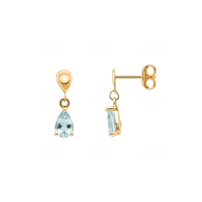 Boucles d'oreilles or jaune 750/18 ct avec aigue-marine - 8397.2M