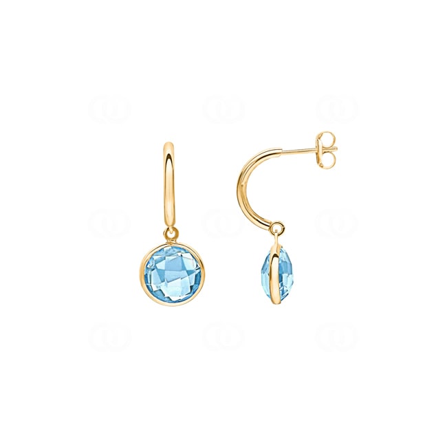 Boucle d'oreilles pendantes or jaune 750/18 ct avec topazes bleue - 476001.7TO