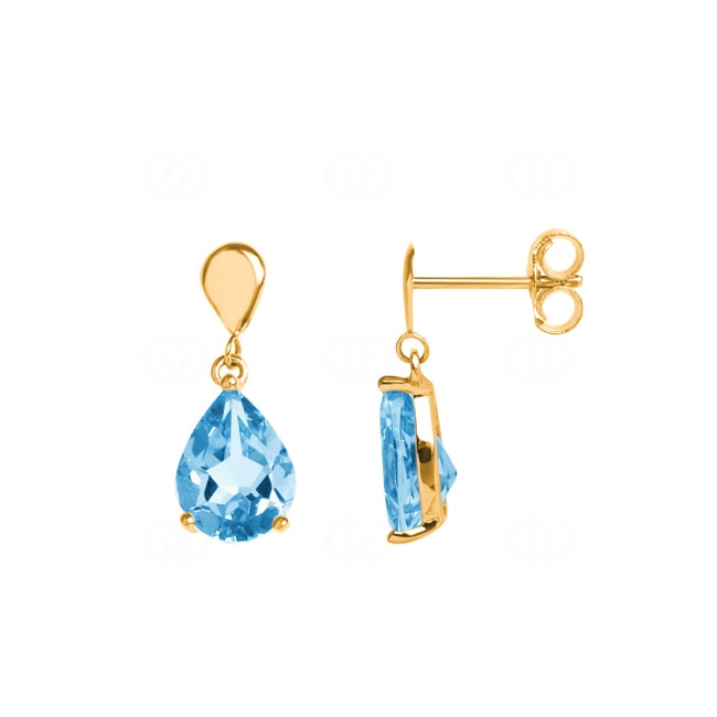 Drop Earrings 750/18 K Yellow Gold with Blue Topaz - JB340JT