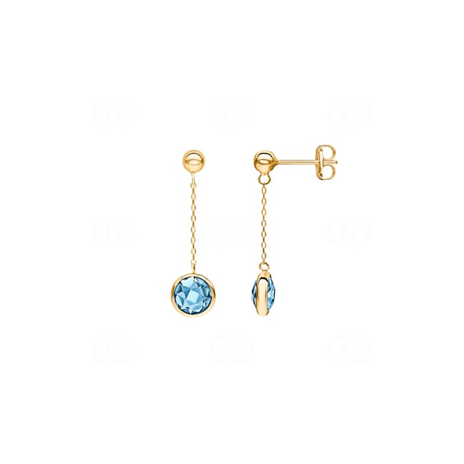 Drop Earrings 750/18 K Yellow Gold with Blue Topazes - 476101.6TO
