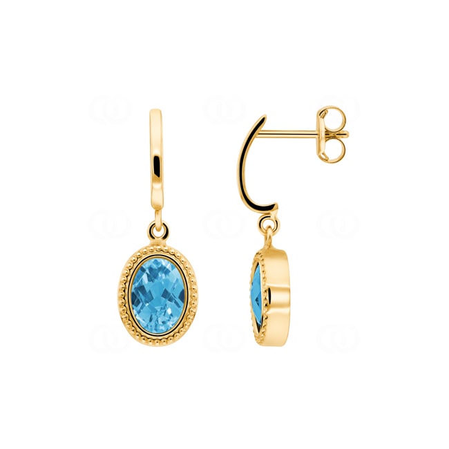 Drop Earrings 750/18 K Yellow Gold with Blue Topazes - 476201.7TOG