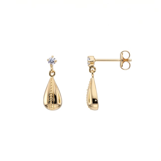 Boucles d'oreilles pendantes or jaune 750/18 ct avec diamants de laboratoire 0.05 ct - 464381.6L