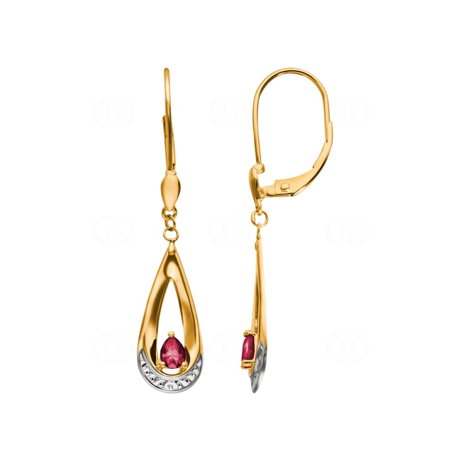 Drop Earrings 750/18 K Yellow Gold with Ruby 0.41ct. - GL383BR