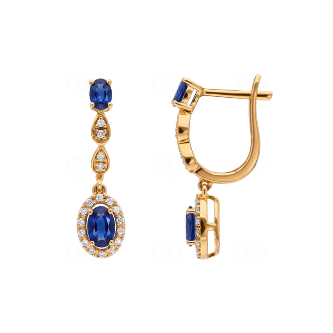 Ohrhänger 750/18 K Gelbgold mit Saphiren & Diamanten 0.14 ct - OR-73715-SAF-GG