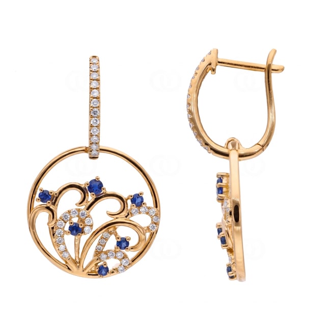 Ohrhänger 750/18 K Gelbgold mit Saphiren & Diamanten 0.29 ct - OR-73808-SAF-GG