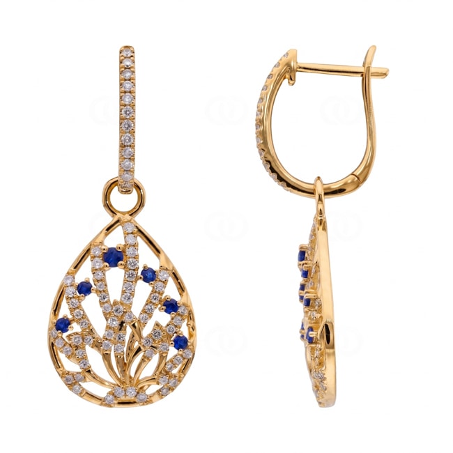Ohrhänger 750/18 K Gelbgold mit Saphiren & Diamanten 0.50 ct - OR-73806-SAF-GG