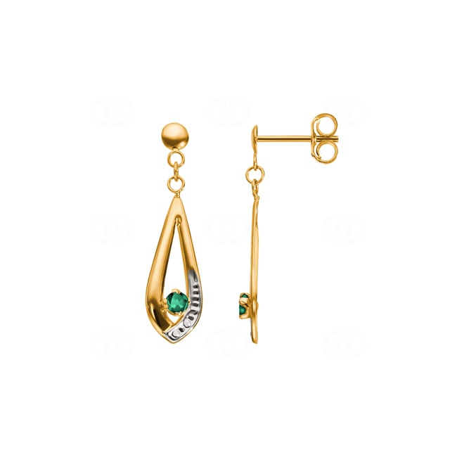 Drop Earrings 750/18 K Yellow Gold with Emerald 0.14ct. - GL302BE