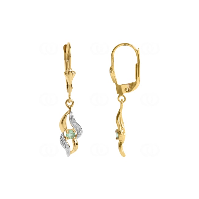 Boucle d'oreilles pendantes or jaune 750/18 ct avec émeraude - 1874E