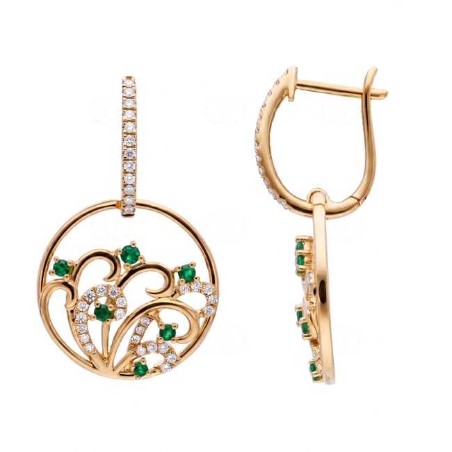 Ohrhänger 750/18 K Gelbgold mit Smaragden & Diamanten 0.29 ct - OR-73808-SMA-GG