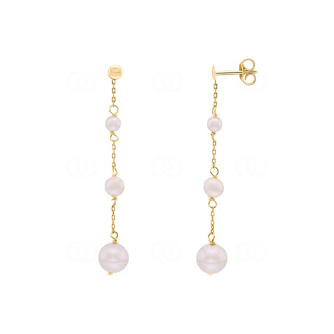Drop Earrings 750/18 K Yellow Gold with Freshwater Pearls - 8272P
