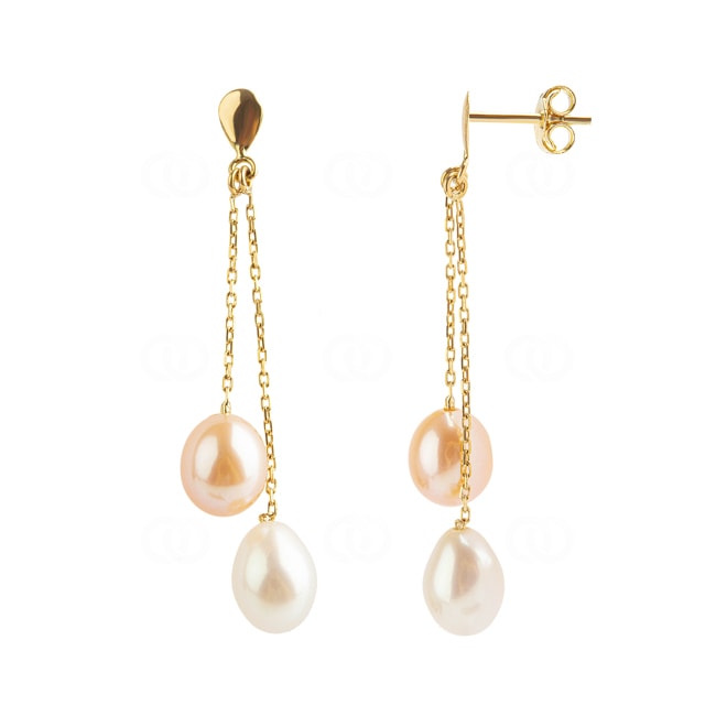 Ohrhänger 750/18 K Gelbgold mit Süsswasserzuchtperlen Tropfen 6mm - 8270P