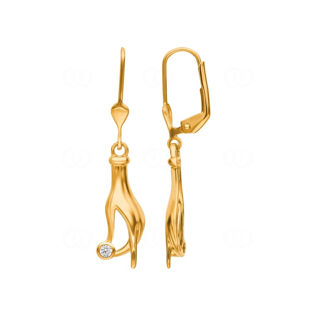 Drop Earrings 750/18 K Yellow Gold with Cubic Zirconia - PE3987-1-GG