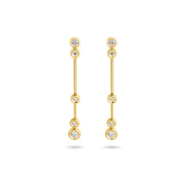 Drop Earrings 750/18 K Yellow Gold with Cubic Zirconia - PE3510/1