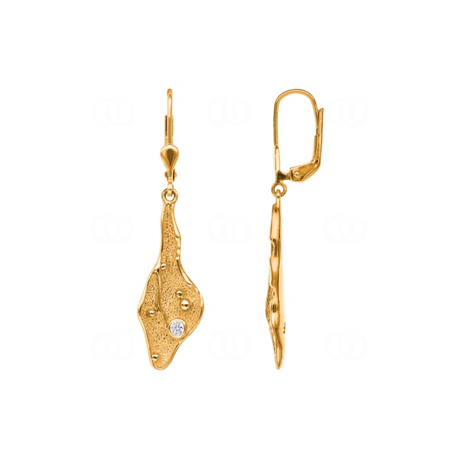 Boucle d'oreilles pendantes or jaune 750/18 ct avec zircones - PE3988/1