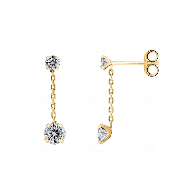 Boucles d'oreilles pendantes or jaune 750/18 ct avec zircones - 8377Z