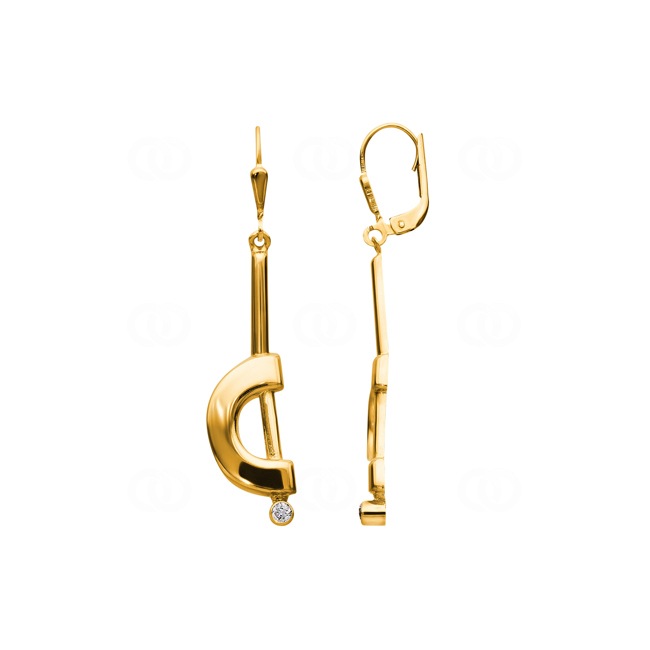Drop Earrings 750/18 K Yellow Gold with Cubic Zirconia - EG0009-02