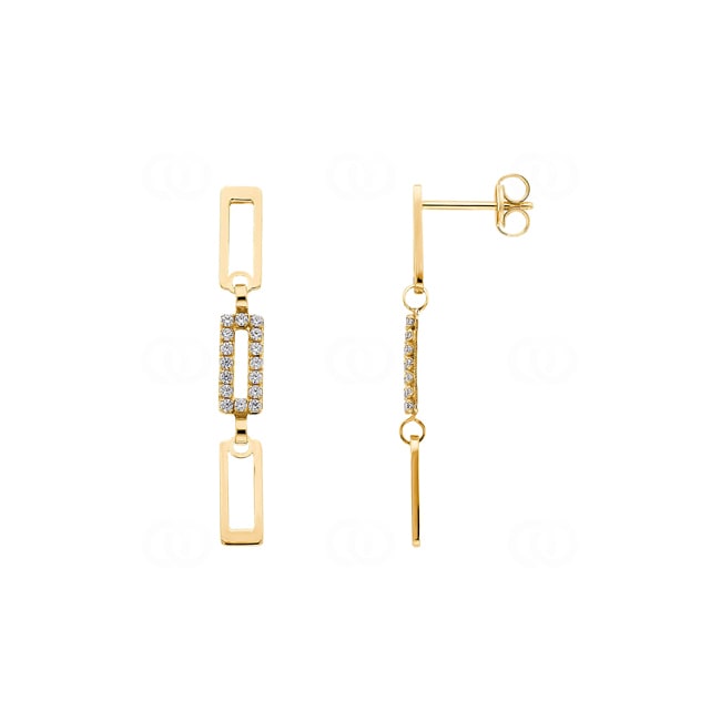 Drop Earrings 750/18 K Yellow Gold with Cubic Zirconia - 474361.6ZIR