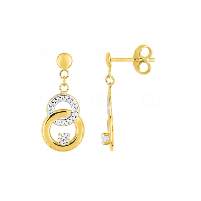 124690 Drop Earrings 750/18 K Yellow Gold with Cubic Zirconia