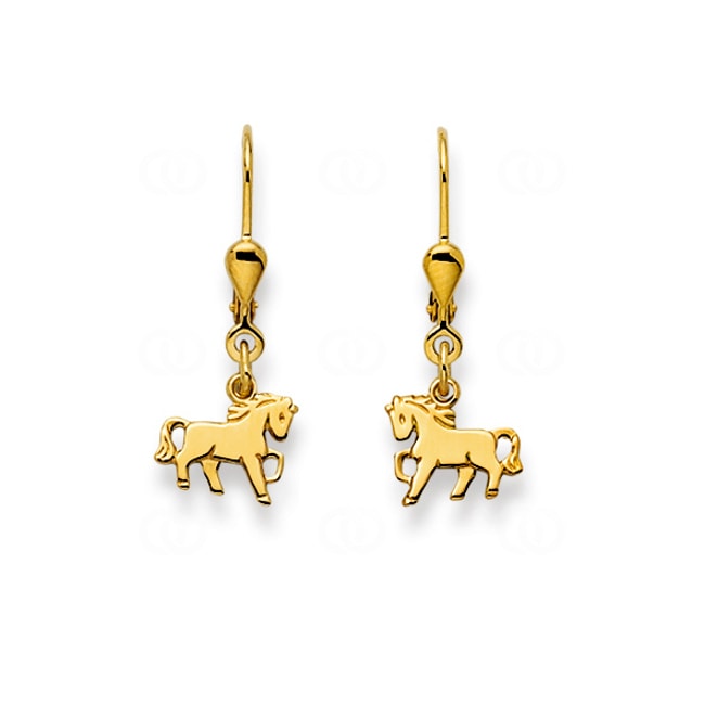 Drop Earrings 750/18 K Yellow Gold, Horse - 1169.01234/0006