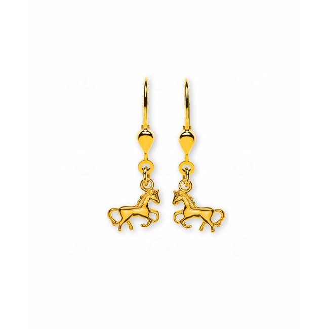 Drop Earrings 750/18 K Yellow Gold, Horse - OGO1064