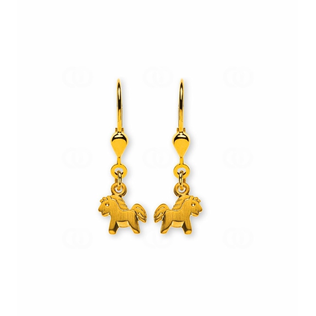 Drop Earrings 750/18 K Yellow Gold, Horse - OGO1065