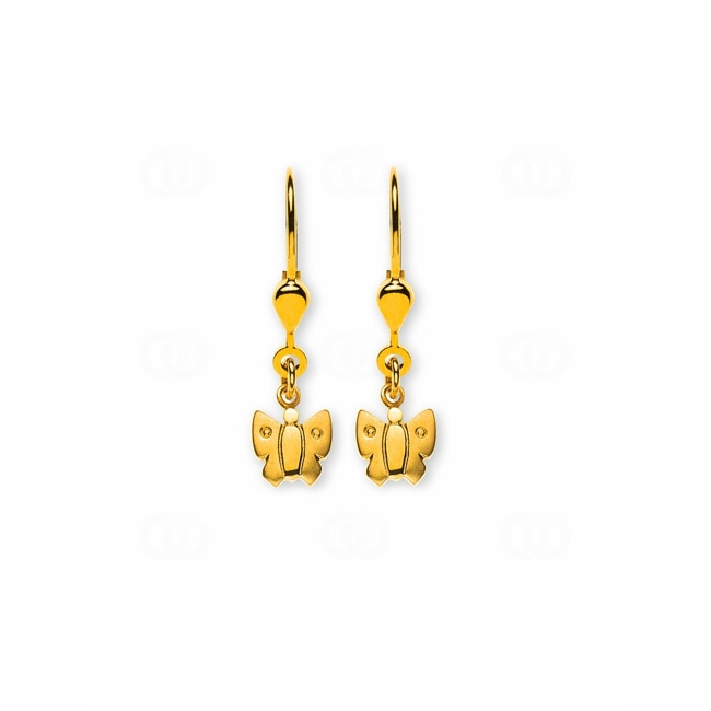 Drop Earrings 750/18 K Yellow Gold, Butterfly - OGO1067