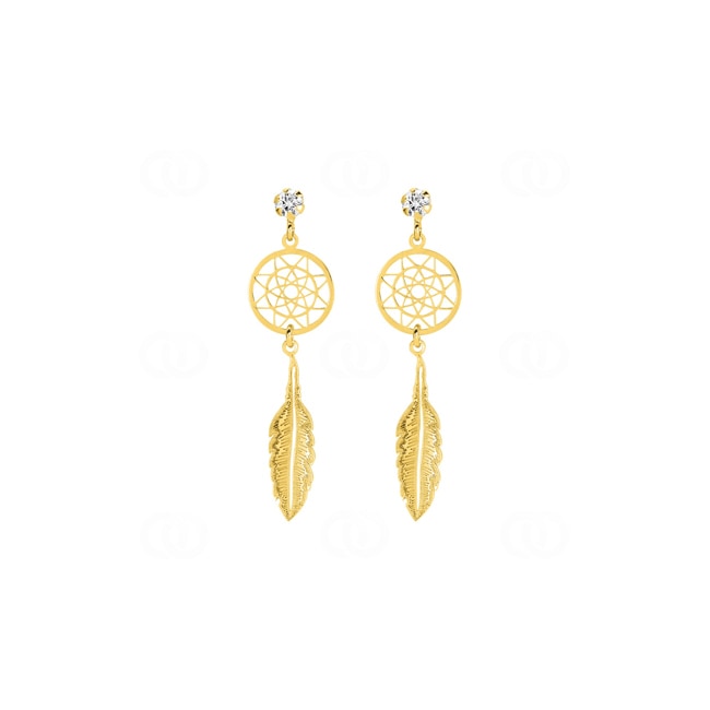 Ohrhänger 750/18 K Gelbgold Traumfänger mit Zirkonia - 8682Z