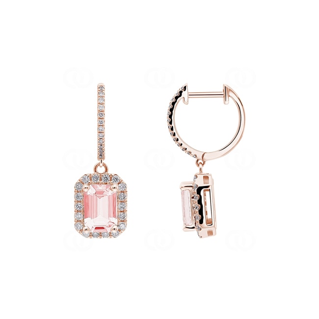 Boucles d'oreilles or rosé 750/18 ct avec morganite et diamants 0.39 ct H/si Boucles d'oreilles or rosé 750/18 ct avec morganite et diamants 0.39 ct H/si - OR-118311-RG