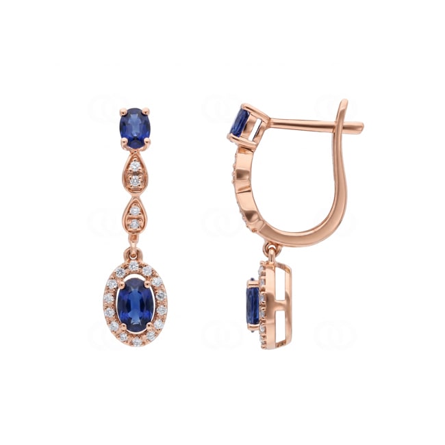 Ohrhänger 750/18 K Roségold mit Saphiren & Diamanten 0.14 ct - OR-73715-SAF-RG