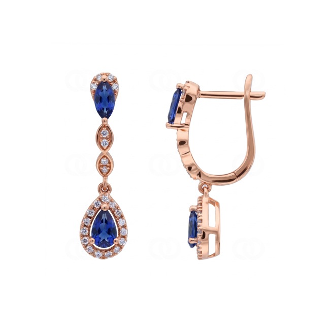 Ohrhänger 750/18 K Roségold mit Saphiren & Diamanten 0.18 ct - OR-73716-SAF-RG