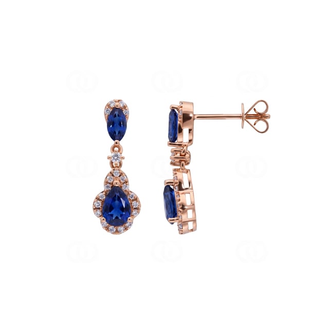 Ohrhänger 750/18 K Roségold mit Saphiren & Diamanten 0.19 ct - OR-73717-SAF-RG