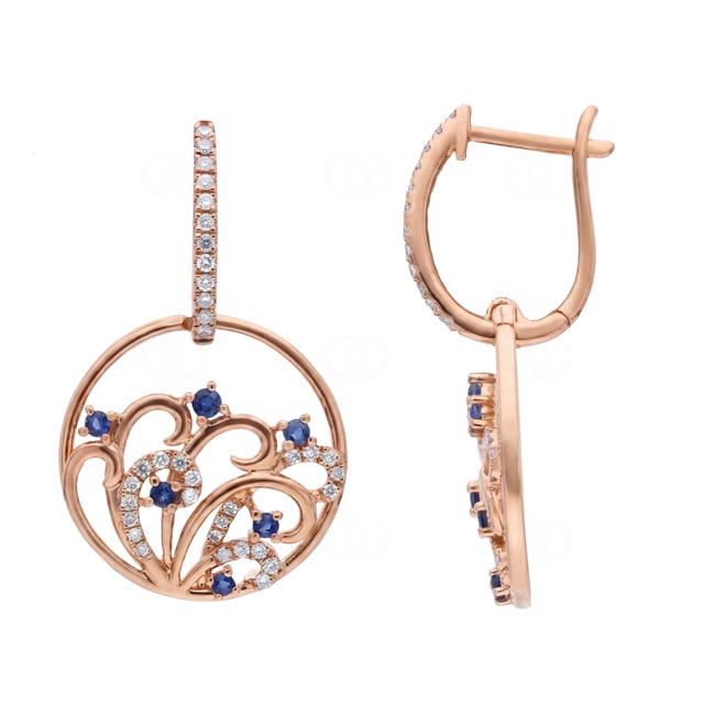 Ohrhänger 750/18 K Roségold mit Saphiren & Diamanten 0.29 ct - OR-73808-SAF-RG