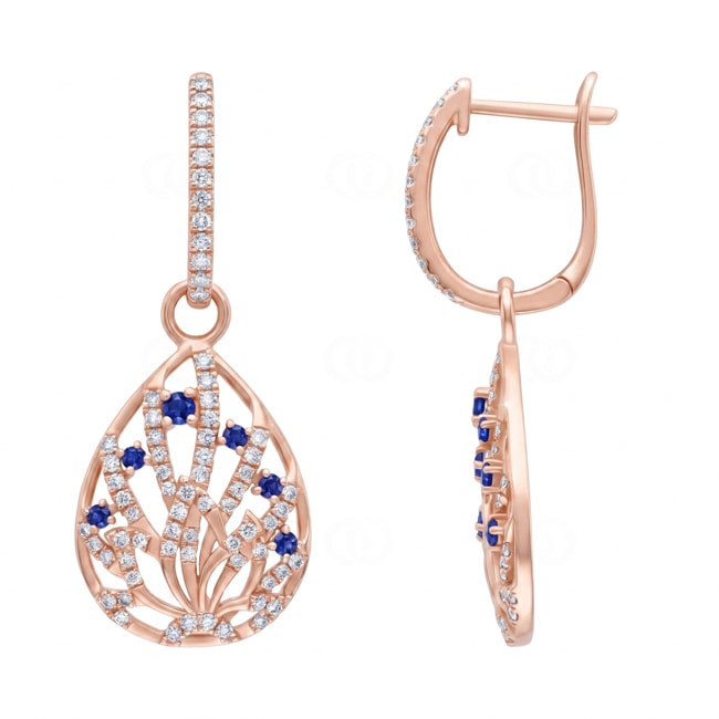 Ohrhänger 750/18 K Roségold mit Saphiren & Diamanten 0.50 ct - OR-73806-SAF-RG