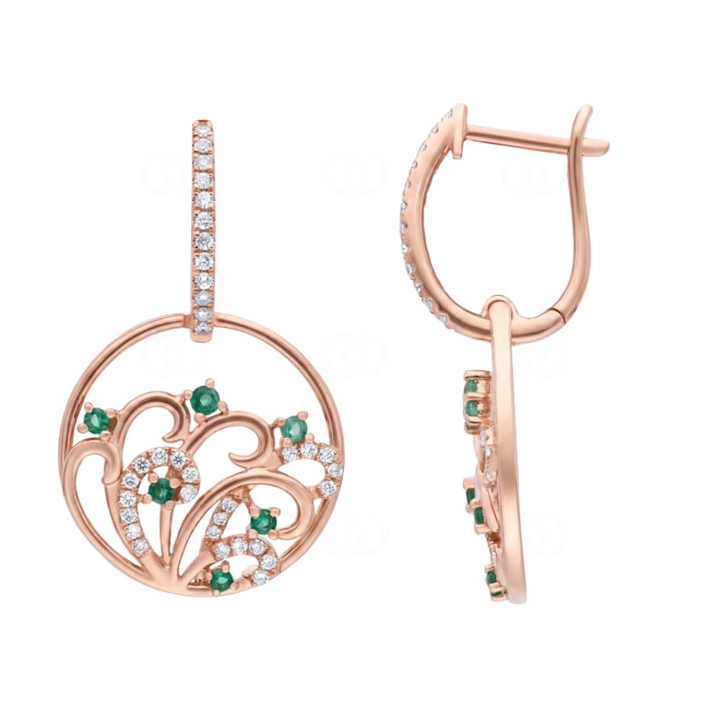 Ohrhänger 750/18 K Roségold mit Smaragden & Diamanten 0.29 ct - OR-73808-SMA-RG