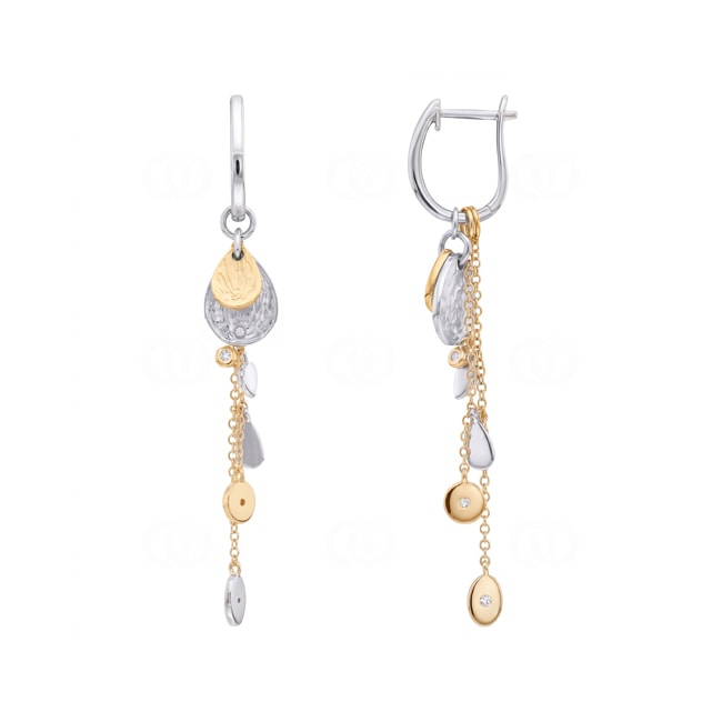 Boucles d'oreilles or bicolore 750/18 ct avec diamants 0.06 ct - OR-73785-02-GW